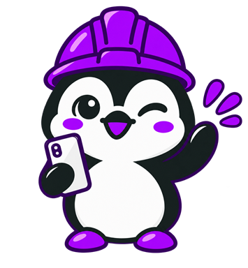 Swish-comish penguin waving with a phone